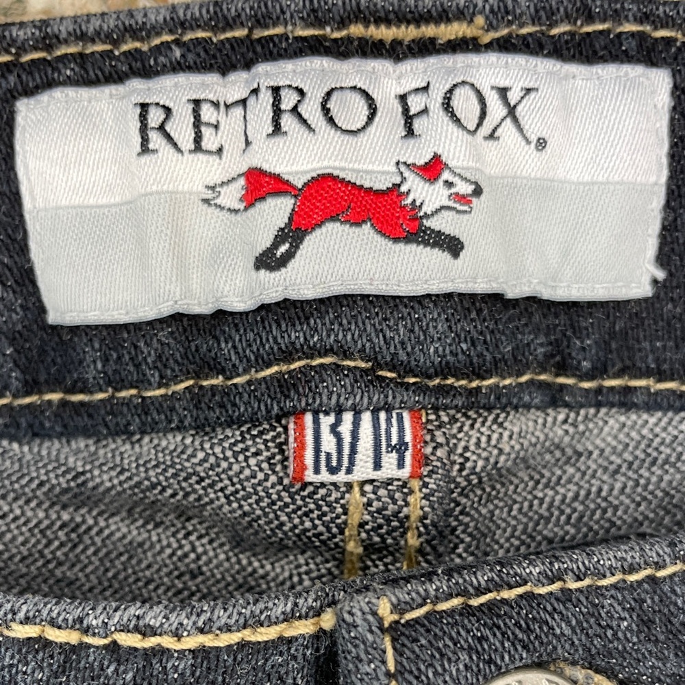 Vintage Retro Fox Low Rise Boot Cut Jeans - Dark Wash Blue - Picture 5 of 16